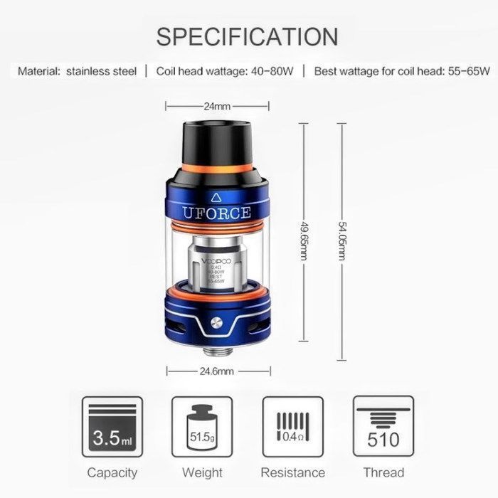 Cigarette electronique Vapotage Vape PRO : Clearomiseur Uforce 3 ml (VOOPOO) SPO {PSY-VAP}