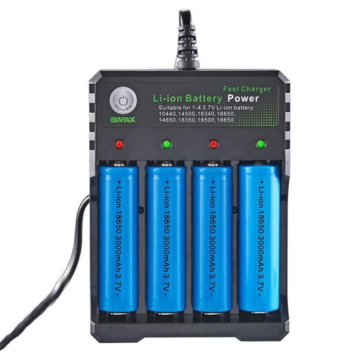 Cigarette electronique Vapotage Vape : Chargeur 4 Ram USB pour accus batterie 18650,21700,18350 (BMAX)