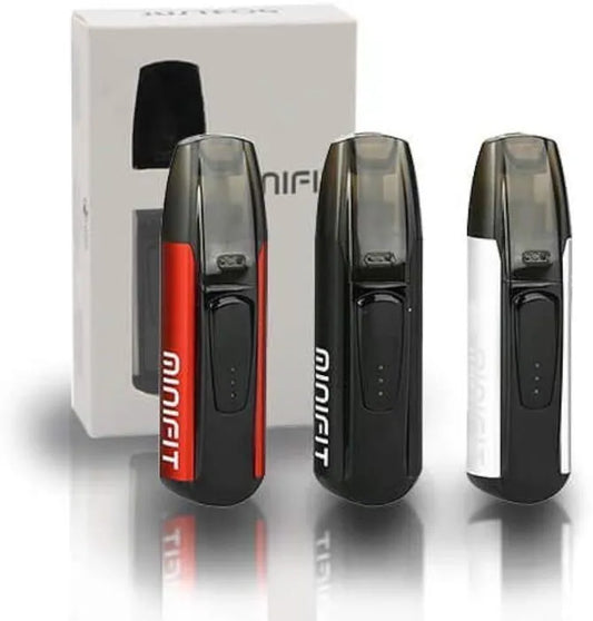 DEBUTANT / Cigarette electronique Vapotage Vape : LOT / 2 Kits Minifit 370mah Pod 1.5ml Noir / Rouge (JUSTFOG)