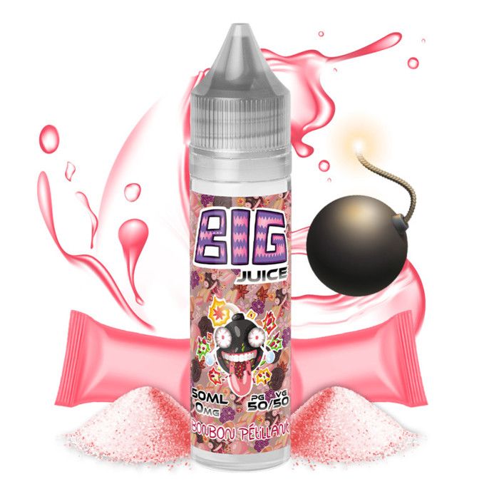 Cigarette's électronique's  vapotage : Flacon 60ml bouteille E-liquide 50ml Arome Gout (BONBON-VIOLETTE) 0mg Nicotine (BIG JUICE)