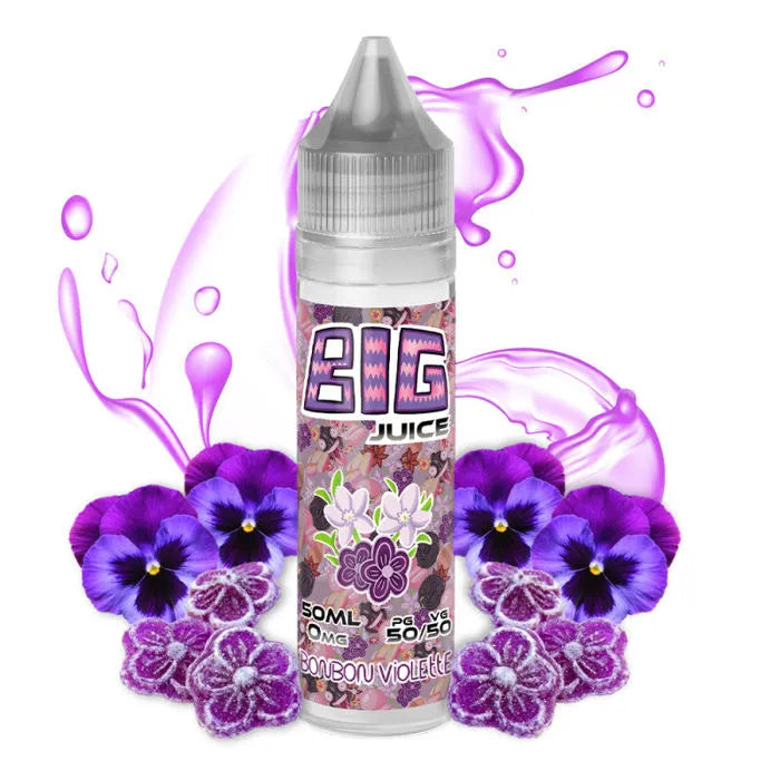 Cigarette's électronique's  vapotage : Flacon 60ml bouteille E-liquide 50ml Arome Gout (BONBON-VIOLETTE) 0mg Nicotine (BIG JUICE)