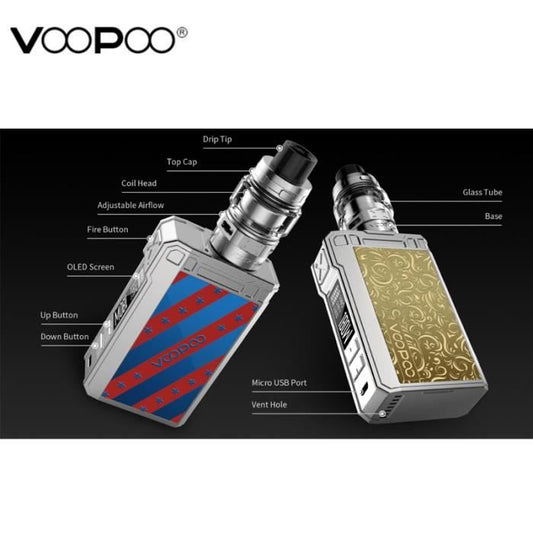 Voopoo Alpha Zip 180W kit avec réservoir de remplissage supérieur Clearomiseur Maat avec 2 PCS 18650 Batteries - Damier